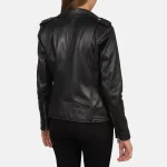 Alison Black Leather Biker Jacket - Image 4
