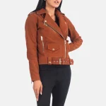 Alison Brown Suede Biker Jacket - Image 5