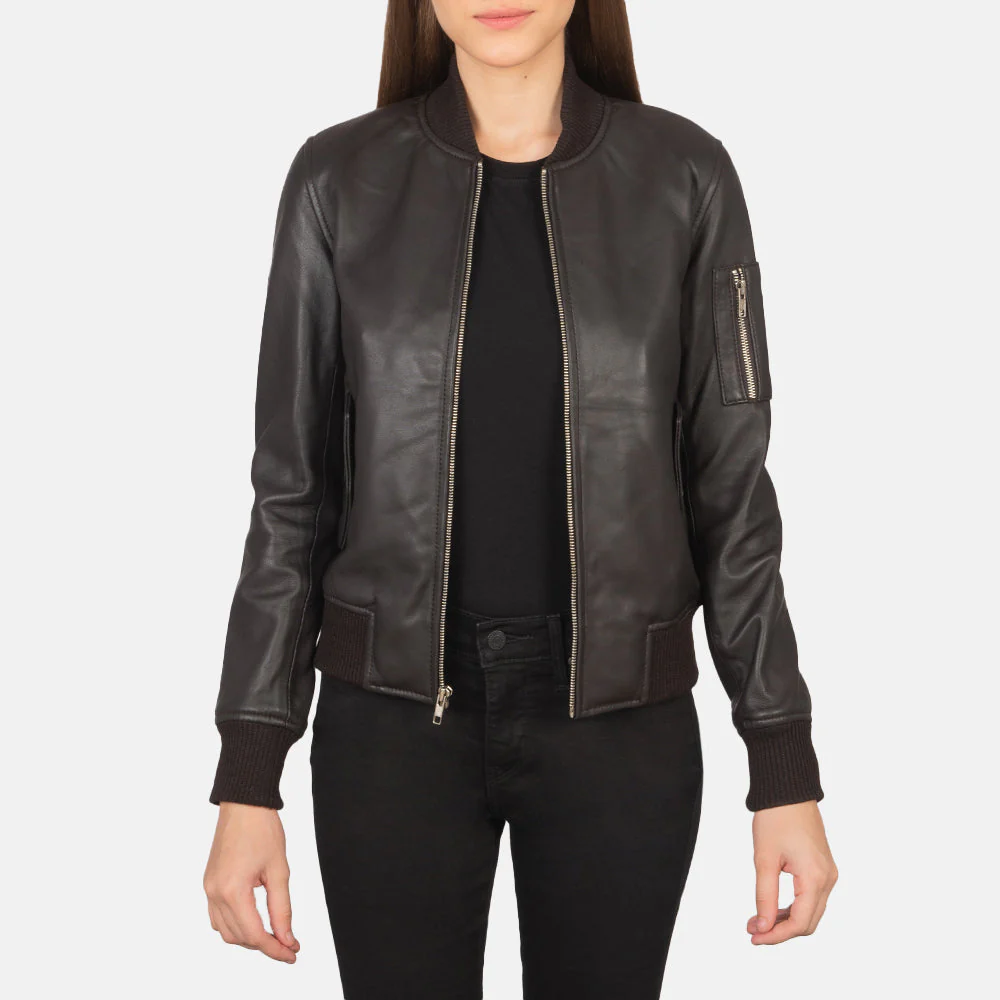 Ava Ma-1 Brown Leather Bomber Jacket - Image 1
