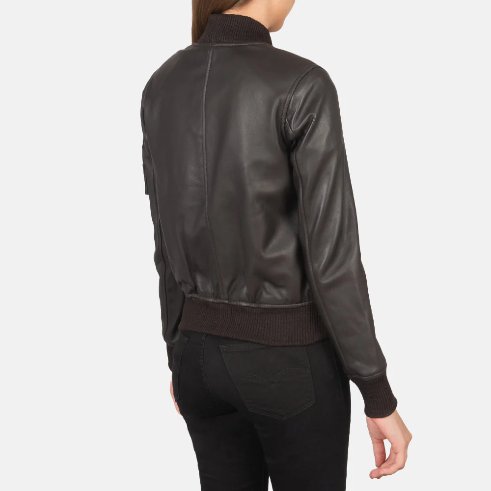 Ava Ma-1 Brown Leather Bomber Jacket - Image 5