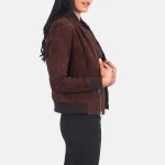 Bliss Brown Suede Bomber Jacket - Image 4