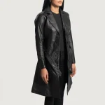 Moonlight Black Leather Trench Coat - Image 3