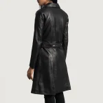 Moonlight Black Leather Trench Coat - Image 5