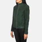 Rumella Green Suede Biker Jacket - Image 2