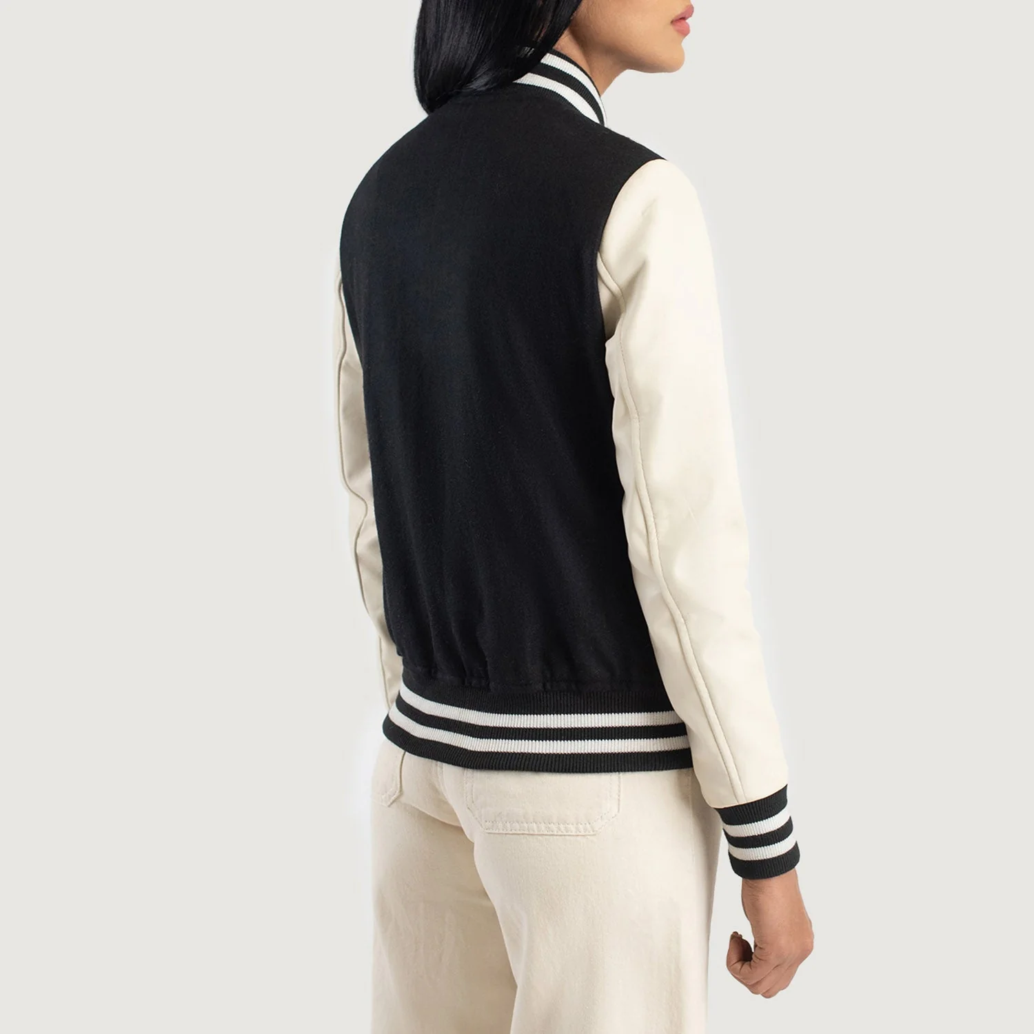 Savant Black & White Hybrid Varsity Jacket - Image 4