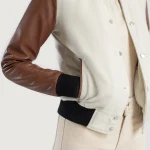 Savant White & Brown Hybrid Varsity Jacket - Image 6