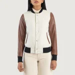 Savant White & Brown Hybrid Varsity Jacket - Image 5