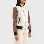 Savant White & Brown Hybrid Varsity Jacket - Image 2