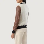 Savant White & Brown Hybrid Varsity Jacket - Image 4