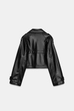 Short Trench Leather Coat - Image 5