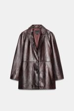 Leather TopStitched Coat - Image 8