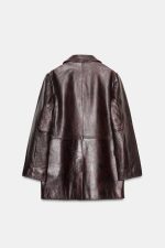 Leather TopStitched Coat - Image 7