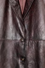 Leather TopStitched Coat - Image 6