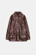 Washed Effect Leather Jacket - Image 7