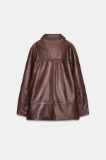 Washed Effect Leather Jacket - Image 6