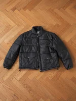 Leather Distressed Puffer Jacket in black - Image 7
