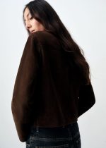 Suede Leather Jacket in Brown - Image 5