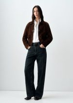 Suede Leather Jacket in Brown