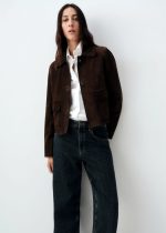 Suede Leather Jacket in Brown - Image 2