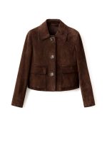Suede Leather Jacket in Brown - Image 7