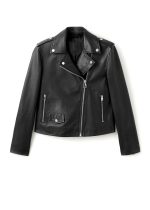 Biker Leather Jacket In Black - Image 9