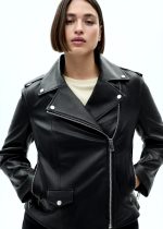 Biker Leather Jacket In Black - Image 7