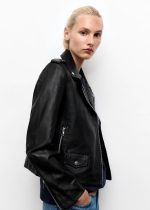 Biker Leather Jacket In Black - Image 5