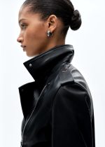 Biker Leather Jacket In Black