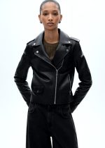 Biker Leather Jacket In Black - Image 3