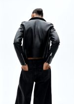 Biker Leather Jacket In Black - Image 4