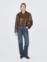 Distressed Effect Napa Leather Cropped Jacket - Image 2