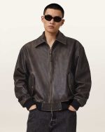 Marco Oversized Leather Bomber Jacket