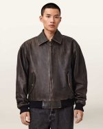 Marco Oversized Leather Bomber Jacket - Image 3