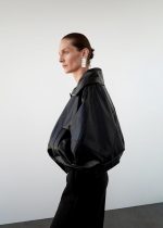 Oversized Leather Bomber jacket - Image 3