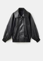 Oversized Leather Bomber jacket - Image 9