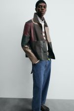 Colour Block Leather Jacket - Image 4