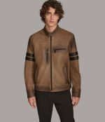 Distressed Leather Biker Jacket