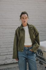 Suede Effect Bomber Jacket - Image 2