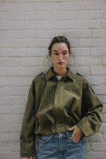 Suede Effect Bomber Jacket - Image 3