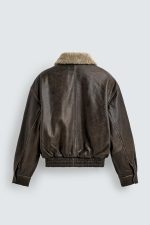 Distressed Aviator Leather Jacket, With A Shearling Collar - Image 8