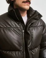 Goose Down Leather Puffer Jacket - Image 3