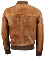 Hand Waxed Bomber Leather Jacket - Image 2