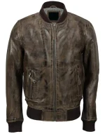 Hand Waxed Bomber Leather Jacket