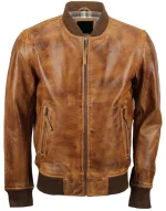 Hand Waxed Bomber Leather Jacket